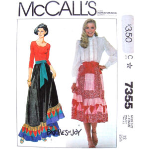 80s Midi or Maxi Skirt Pattern McCall’s 7355 Ruffle Hem, Sash