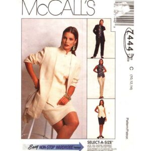 McCall’s 7444 Boxy Jacket, Nehru Collar Vest, Skirt, Pants Pattern