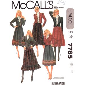 McCall’s 7785 Fitted Jacket, Full Skirt Sewing Pattern Size 10