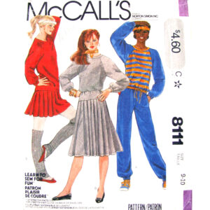 80s Raglan Top, Pleated Skirt, Pants Pattern McCall’s 8111