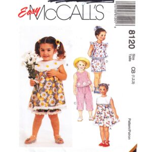 McCall’s 8120 Girls Dress, Top, Capri, Shorts, Bloomers Pattern