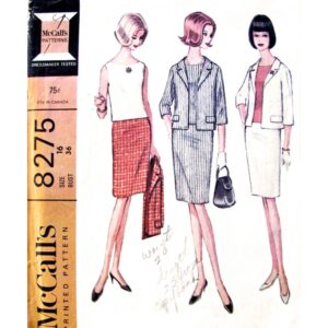60s Ladies Suit, Blouse Pattern McCall’s 8275 Jacket, Slim Skirt