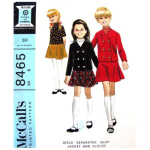 Girls Double Breasted Jacket, Top, Skirt Pattern McCall’s 8465