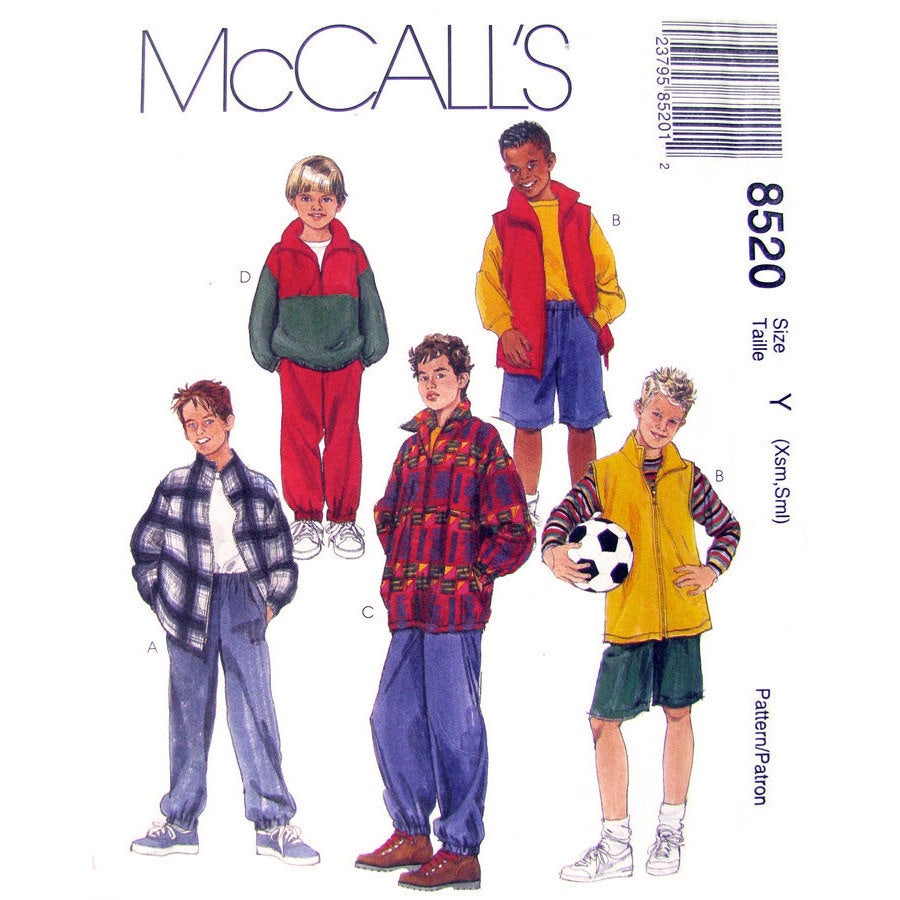 McCalls 8520 boys sewing pattern