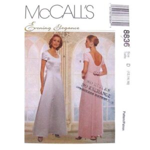 McCall’s 8836 Low Back Evening Dress Pattern Wedding Gown