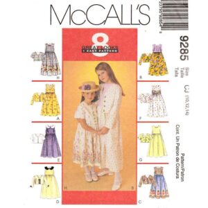 McCall’s 9285 Girls Empire Dress, Jacket Pattern Size 10-14