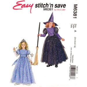 McCall’s 6381 Princess & Witch Costume Pattern Size 3 to 8