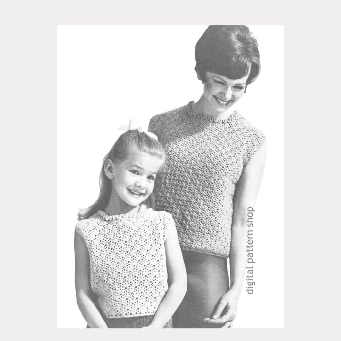 Mom and girl shell top crochet pattern C214
