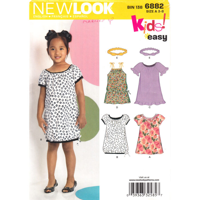 New Look 6882 girls dress pattern