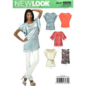 New Look 6939 Top Pattern Sleeveless, Flutter, Bell Sleeve Size 8-18