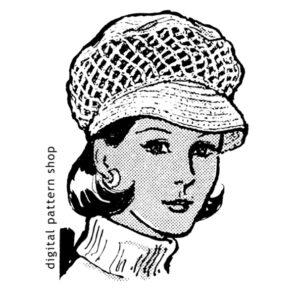 60s Newsboy Hat Crochet Pattern for Women, Summer Cap