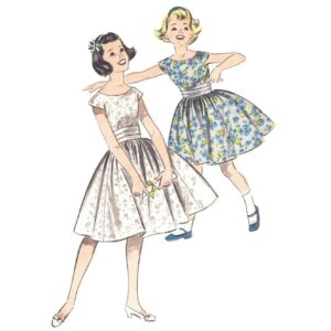 50s Girls Full Skirt Dress Pattern Advance 8933 Cummerbund