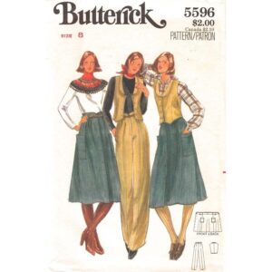 Fitted Vest, Flared Skirt, Pants Pattern Butterick 5596 Waistcoat