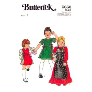 Girls 70s Prairie Dress and Apron Pattern Butterick 5660 Size 5