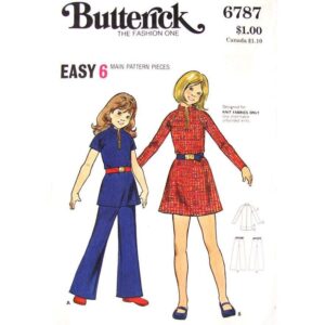 Girls Raglan Dress or Tunic and Pants Pattern Butterick 6787
