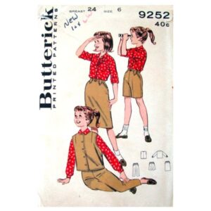 Girls 60s Vest, Shirt, Slim Pants, Skirt Pattern Butterick 9252