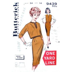 60s Pullover Top, Sheath Skirt One Yard Pattern Butterick 9439