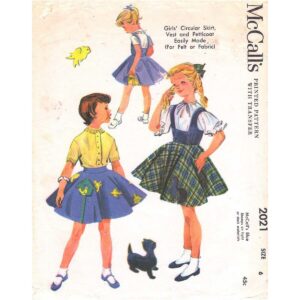 Girls 50s Circle Skirt, Vest, Petticoat Pattern McCall’s 2021