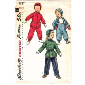 Kids 50s Lined Jacket, Suspender Pants Pattern Simplicity 1787