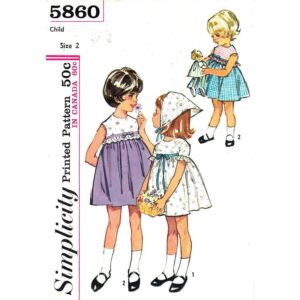 Girls 60s Empire Dress Full Skirt Pattern Simplicity 5860 Scarf