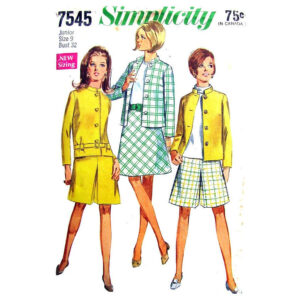 60s Boxy Jacket, Skirt, Pantskirt Pattern Simplicity 7545 Jr Sz 9