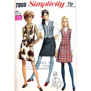 60s Blouse, Vest, Skirt Sewing Pattern Simplicity 7808 Size 14