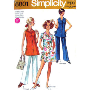 70s Mini Dress, Tunic Top, Shorts or Pants Pattern Simplicity 8801