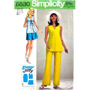 70s Blouse, Mini Skirt, Pants Sewing Pattern Simplicity 8830