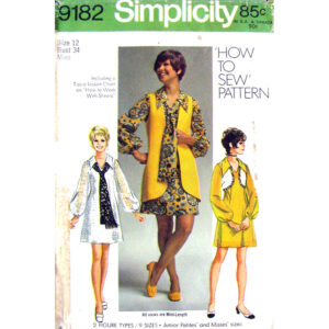 70s Bolero, Long Vest, Mini Dress, Scarf Pattern Simplicity 9182