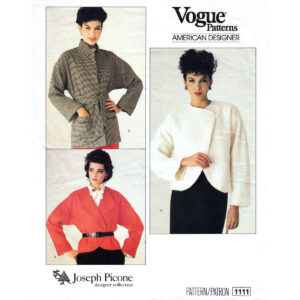 80s Wrap Jacket Pattern Vogue 1111 Joseph Picone Designer