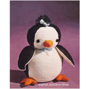Baby Penguin Pillow Knitting Pattern, 11 Inch Stuffed Toy Amigurumi