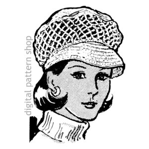 60s Newsboy Hat Crochet Pattern for Women, Summer Cap