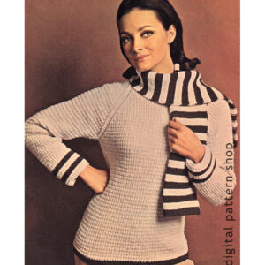 Raglan Sweater Knitting Pattern, Scarf & Jumper for Women