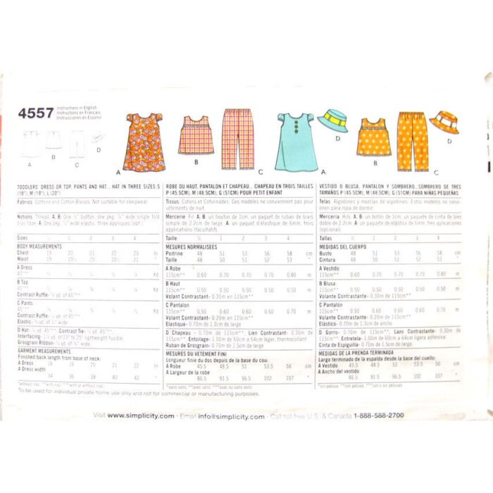 S4557 girls dress top pants pattern