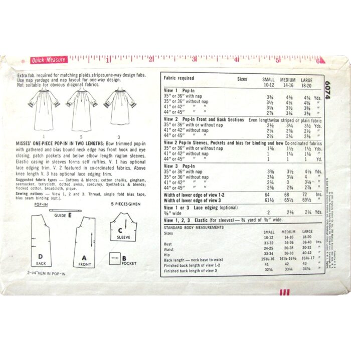 S6074 vintage dress pattern