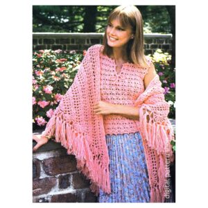 70s Shell Top and Shawl Crochet Pattern Shoulder Wrap PDF