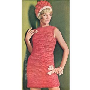 70s Shift Dress Crochet Pattern, Puff Stitch Hat Pattern