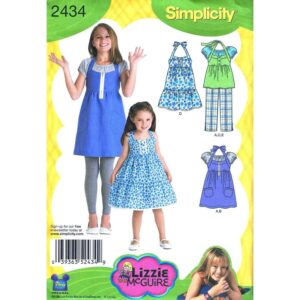 Simplicity 2434 Girls Halter Dress, Tunic Top, Crop Pants Pattern
