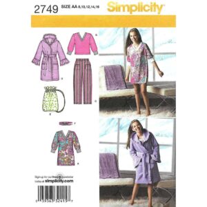 Simplicity 2749 Girls Hooded Robe, Nightgown, Pajama Pattern