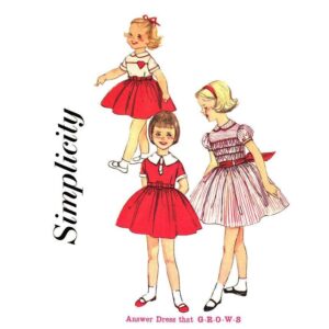 Girls 50s Dress Pattern Simplicity 3131 Adjustable 2 Piece Dress