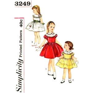 Girls 50s Full Skirt Dress Pattern Simplicity 3249 Size 2