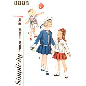 Girls 60s Jacket, Pleated Skirt Pattern Simplicity 3333 Size 2