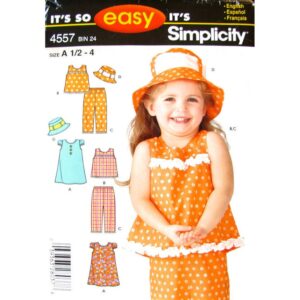 Simplicity 4557 Girls Dress, Top, Pants, Hat Pattern Size 1/2 to 4