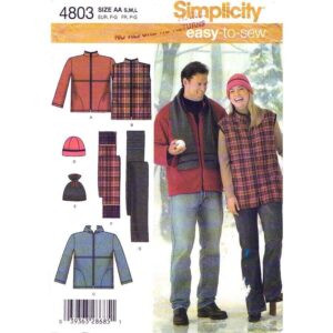 Simplicity 4803 Hooded Zipper Jacket, Vest, Hat Pattern