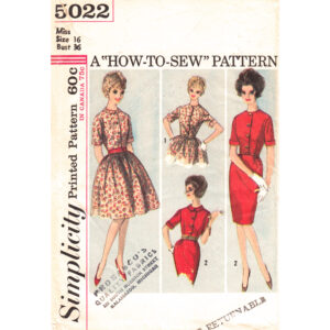 60s Slim Dress or Full Skirt Dress Pattern Simplicity 5022 Bust 36