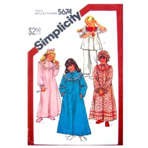 Girls Nightgown, Pajama, Robe, Night Cap Pattern Simplicity 5674