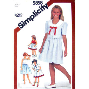 Girls Sailor Collar Jacket and Dress Pattern Simplicity 5858