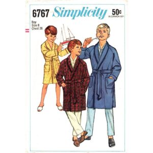 Boys 60s Raglan Wrap Robe Pattern Simplicity 6767 Tie Belt