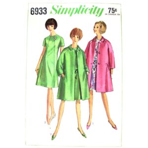 60s Raglan Coat and Dress Pattern Simplicity 6933 Bust 36