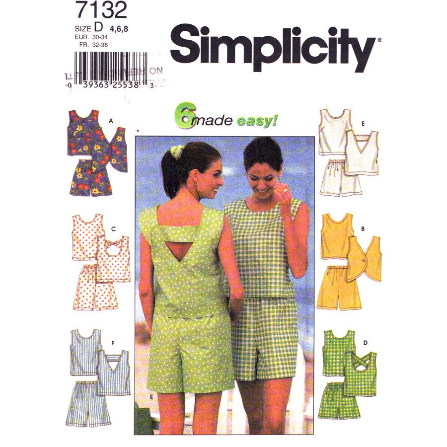 Simplicity 7132 top and shorts pattern